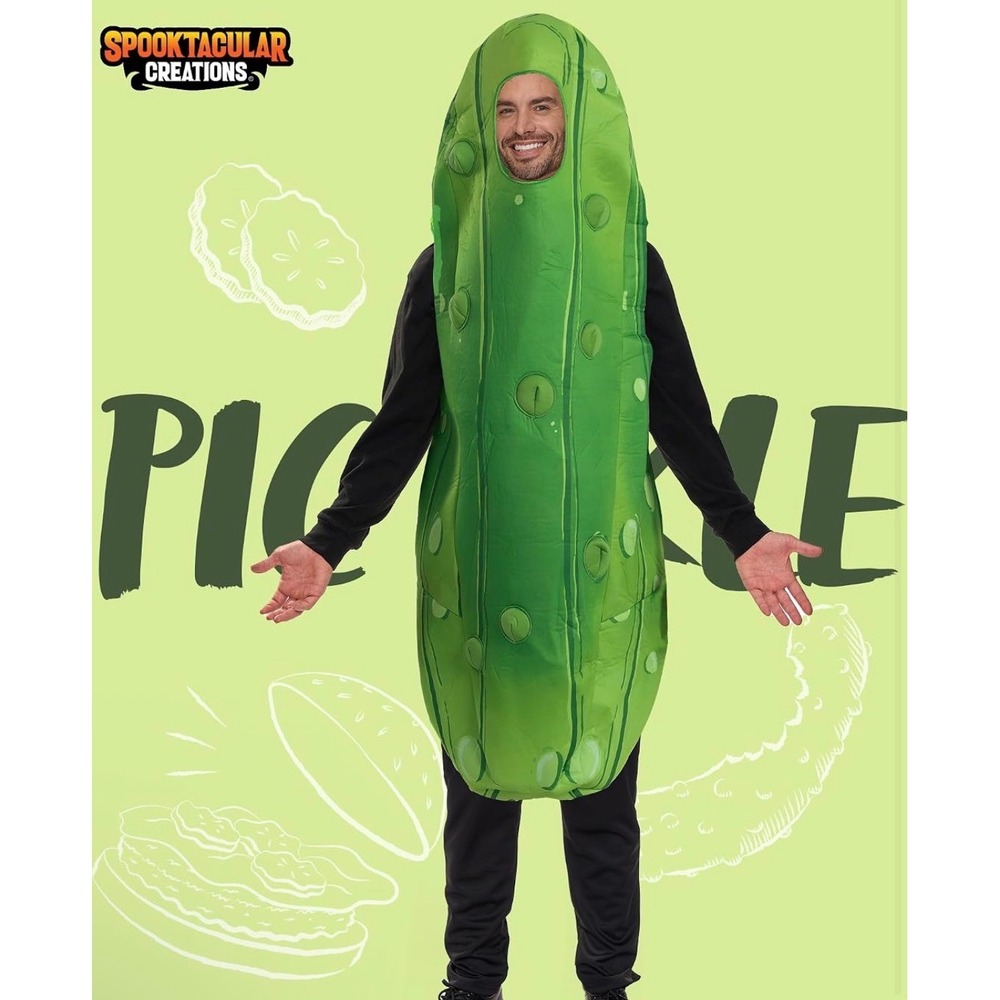 Spooktacular Creations Pickle Costume Mens Medium Green Food Tunic Funny Novelty
